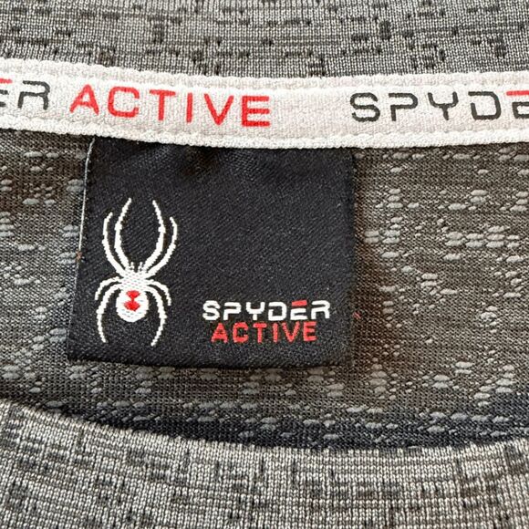 Spyder Active Men's Stretch Crew Neck Short Sleeve T-Shirt Charcoal Gray Small - Picture 4 of 8